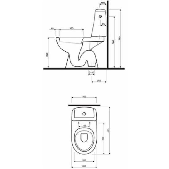 Kompakt Solo zestaw WC miska z odpływem pionowym spłuczka 6/3 l Koło